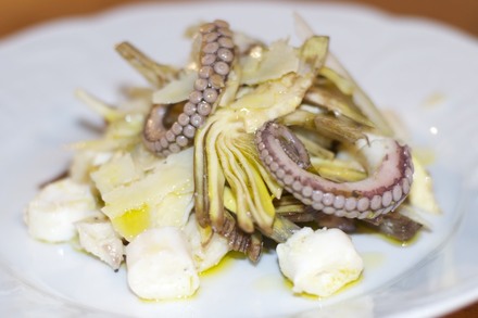 artichoke,salad,octopus,parmigiano,cheese,italian,food,recipe